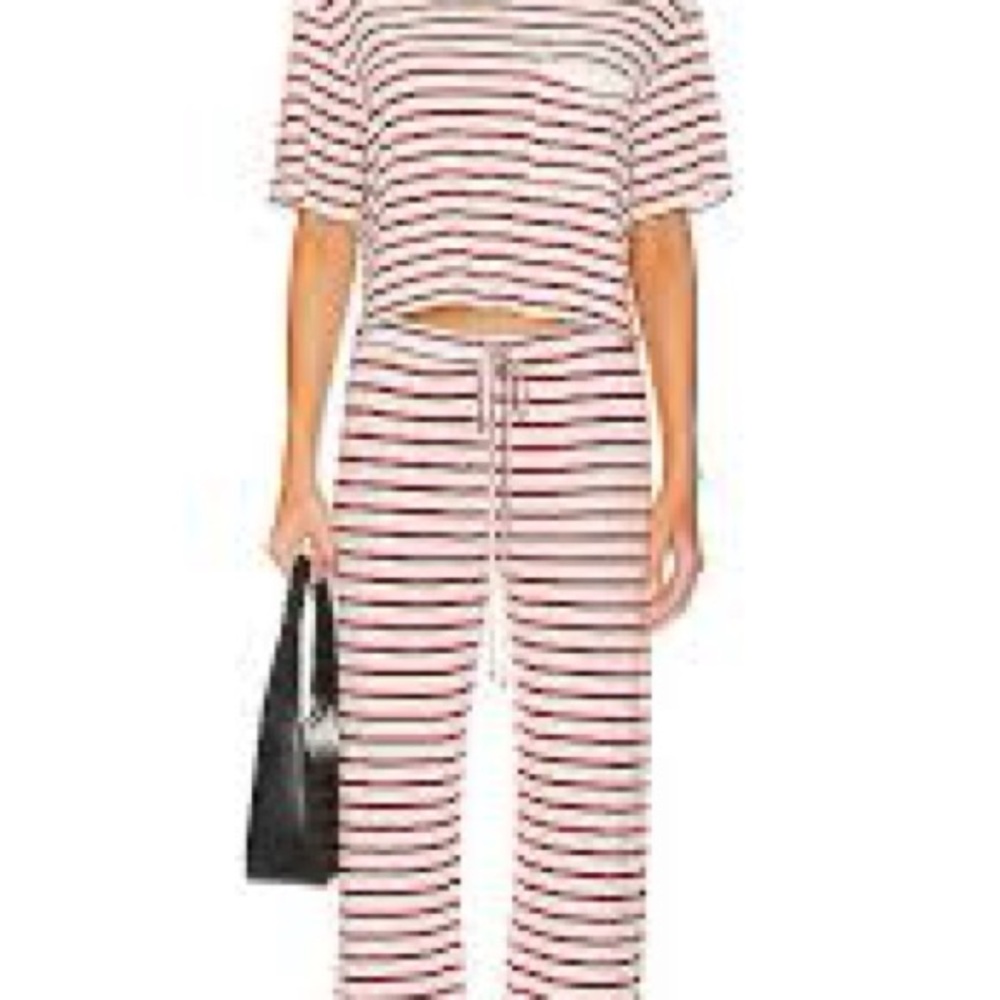 Monrow Red and White Striped Jersey Set XS worn once